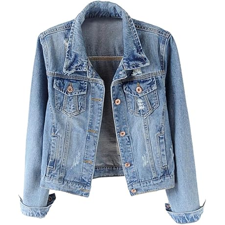 Womens Ripped Distressed Denim Jacket