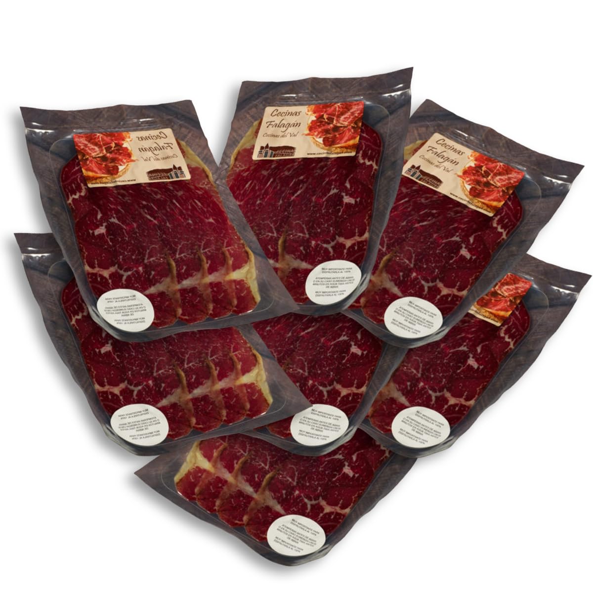 Cecina de León. Cecina de Black Angus Premium 100% Natural. Alto Contenido en Proteína, Ahumado con Leña de Encina. Envasado al Vacío. Cecina Pulida lista para Cortar. (7x90g Loncheado, Black Angus)
