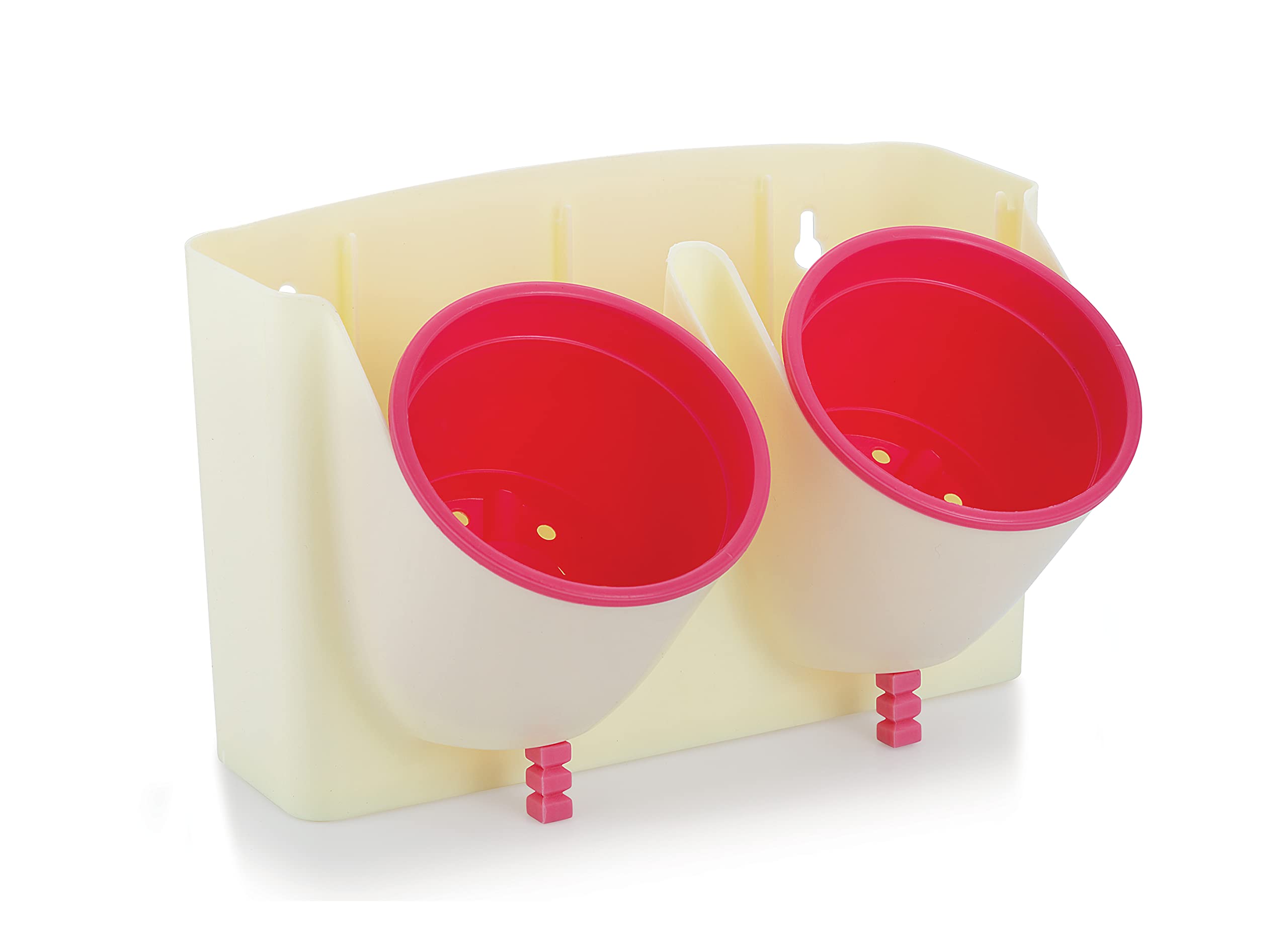 SHOPATHON INDIA Stackable Self Watering Wall Mounted Planter | Vertical Gardening Designer Planter, 2 Round Flower Pot Holder Organizer with Single Blue Stand