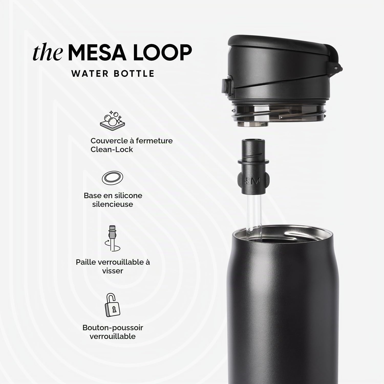 Gourde Simple Modern Mesa Loop avec paille | Bouteilles isothermes en acier inoxydable compatibles avec les porte-gobelets pour les voyages, le sport et l’école | 890ml | Cashew