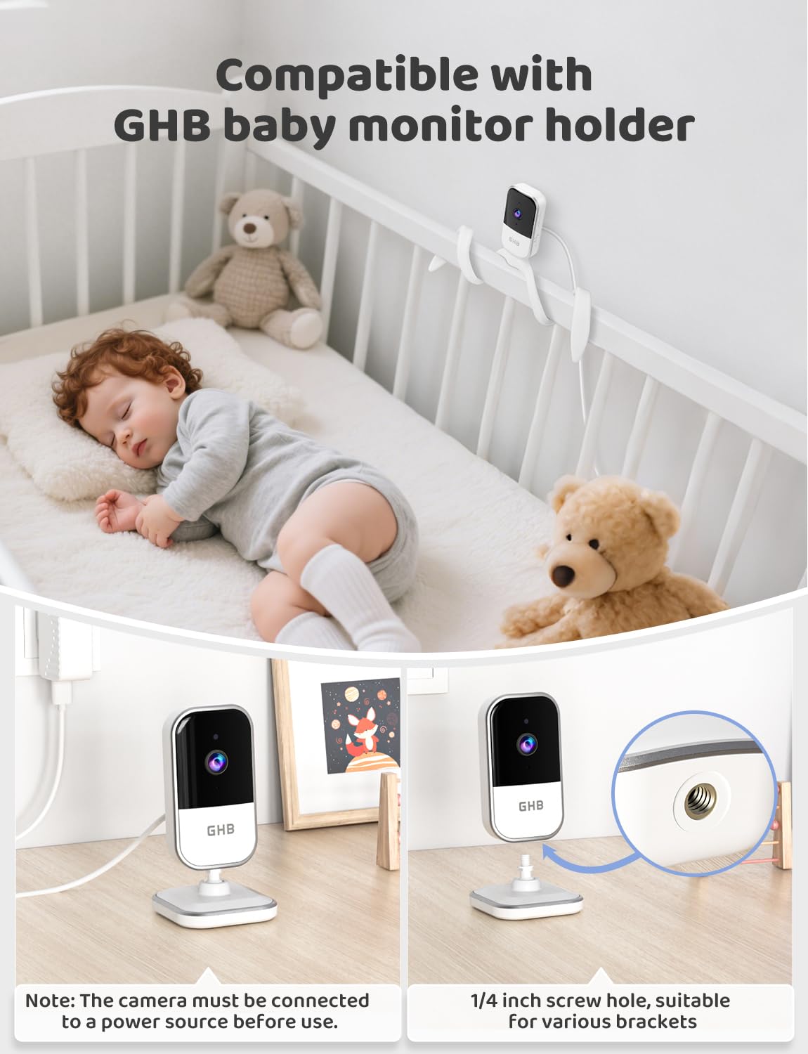 GHB Babyphone Camera 5" 720P HD 5000mAh ekran IPS VOX czujnik temperatury 4-krotny zoom dwukierunkowy dźwięk regulowana głośność
