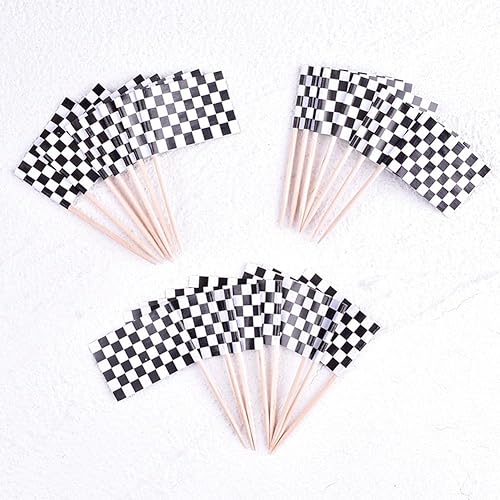 Miniatura 5 de 10 piezas Mini Racing Flag Cake Toppers Paper Cupcake Picks Fruit Toothpalillos Decoración Niños Hombres Cumpleaños Fiesta Suministros