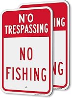 Vista 1 de SmartSign Letrero de No Trespassing No Fishing - Paquete de 2, 18 x 12 pulgadas, compuesto de aluminio de 0.079 pulgadas de grosor, agujeros