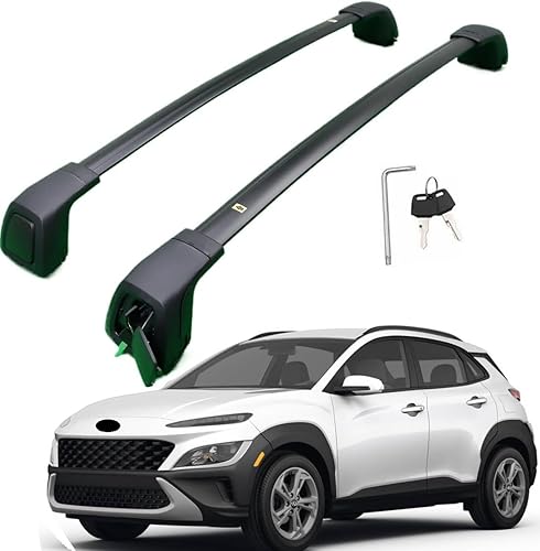 Cargando Bastidores de carga mejorados de 165 libras para Hyundai Kona 2018-2023 Barras transversales portaequipajes con cerradura