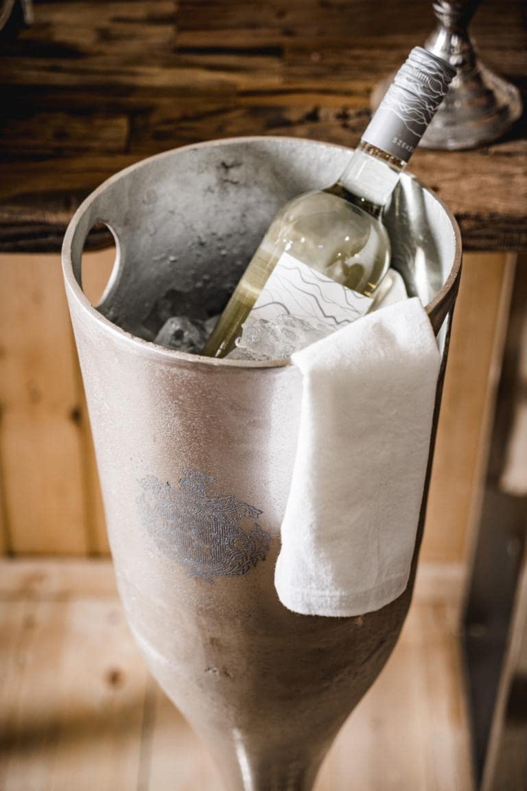 Champagnerkühler auf Standfuß, Weinkühler Sektkühler Flaschenkühler Getränkekühler, Aluminium Metall Silber Party - Kühler für Sekt, Wein und Champagner - XXL 90 cm