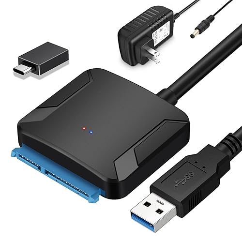 Adaptador SATA a USB 3.0, cable convertidor de disco duro externo para disco duro de 2.5" 3.5", SSD con fuente de alimentación