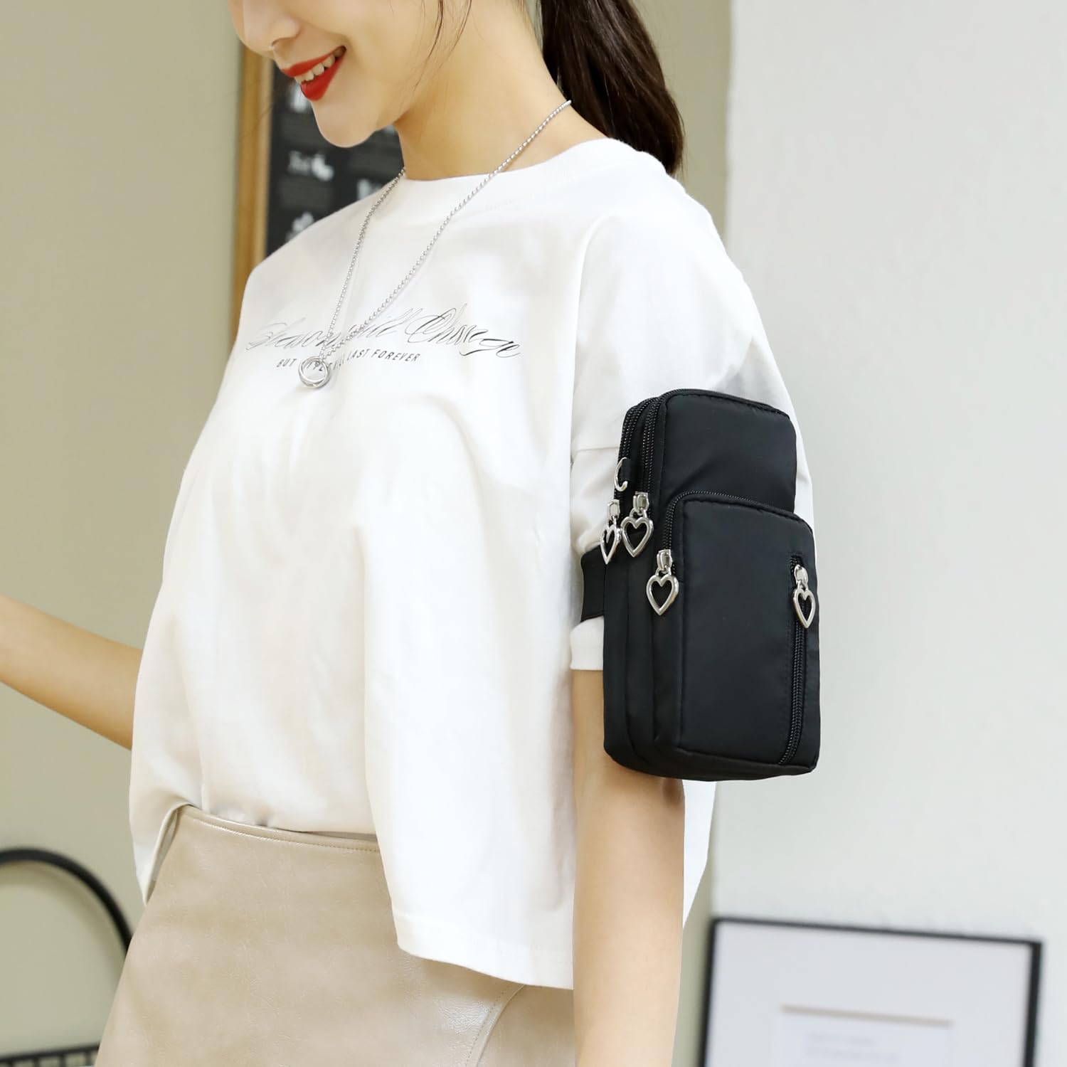 OUYIWEIMAOYI Mini cellulare portafogli donna, Tasca per cellulare da donna con ingresso per cuffie, Tracolla regolabile e staccabile,per telefoni cellulari sotto i 7 pollici