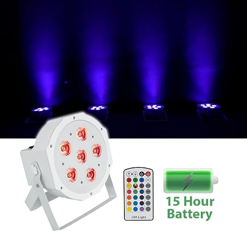 Miniatura 2 de 4 Rockville Batería PAR 6RF Blanco Recargable Inalámbrico DMX Lights+Remotes+Bolsas