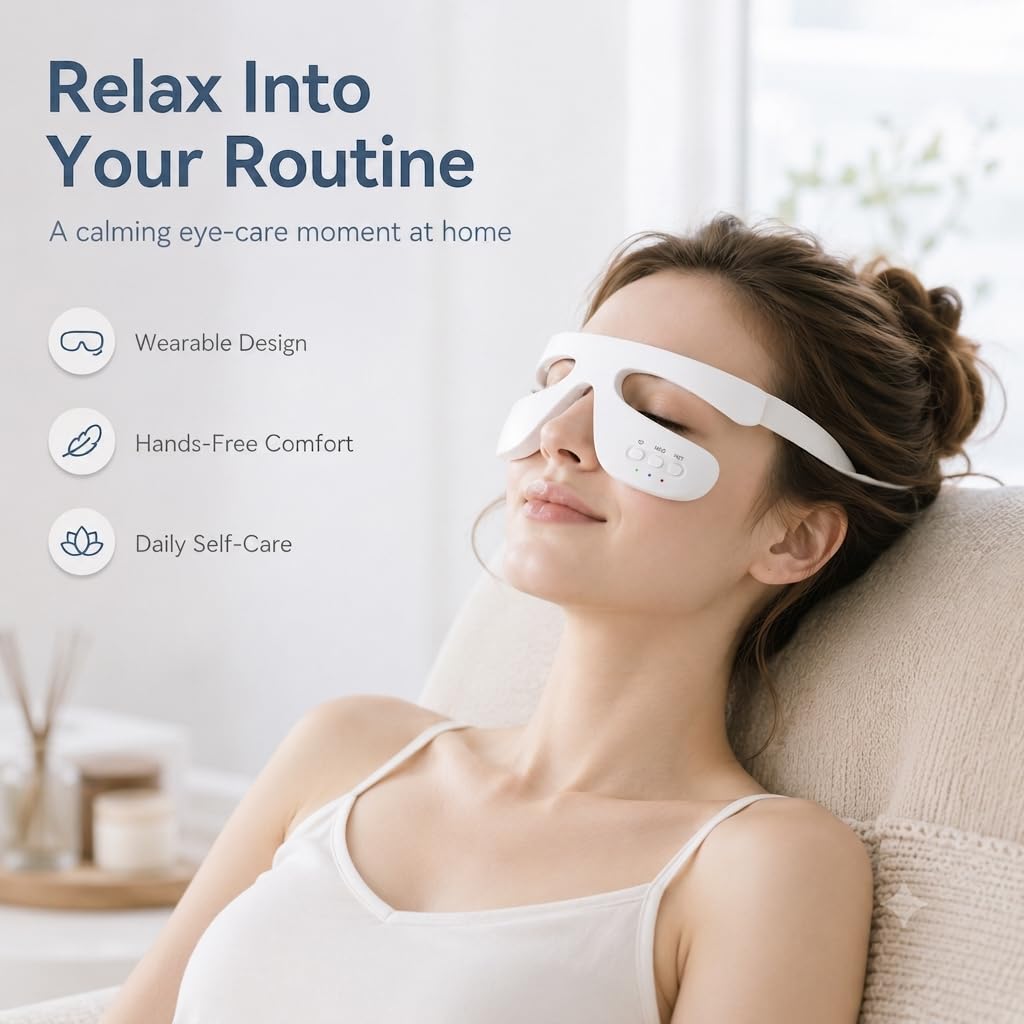 Masajeador De Ojos, Aparato Masaje Ojos, Masajeador Ocular, Masajeador De Ojos Eléctrico, Masajeador Ocular Portátil, Masajeador De Ojos Con Calor, para Relajación En La Oficina