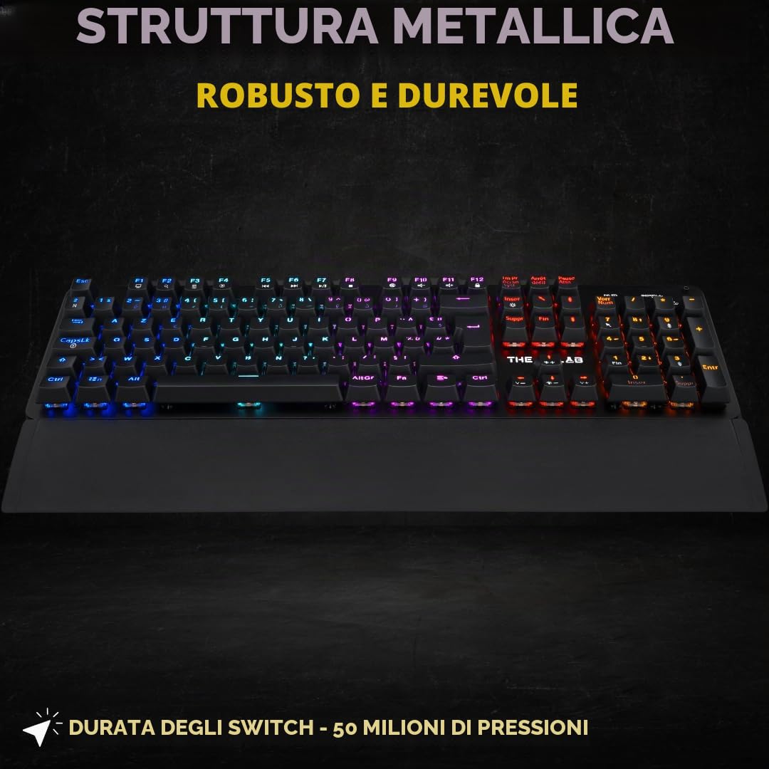 The G-Lab Keyz Carbon Ex Tastiera Meccanica Azerty Switch Blu - Tastiera Gaming Retroilluminazione LED RGB, Anti-Ghosting Total, 12 Tasti multimediali - PC/PS5/Xbox - New (Keyz Carbon Ex)