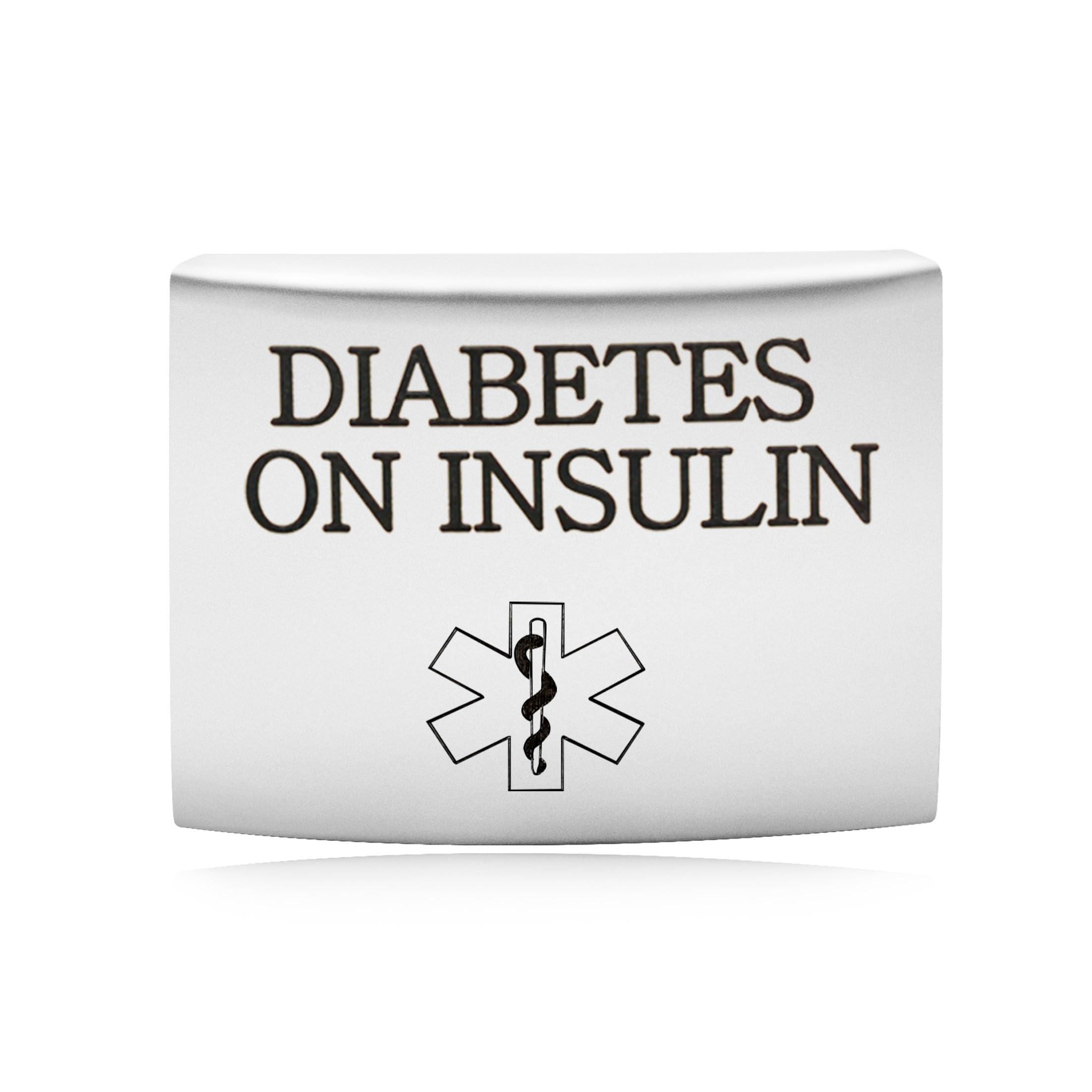 Oneress Engraved DIABETES Medical ID Label, Stainless Steel Waterproof Emergency Health Label for Apple Watch, Medical Alert for Adults & Grandparents YA4313 White-DIABETES — image 1