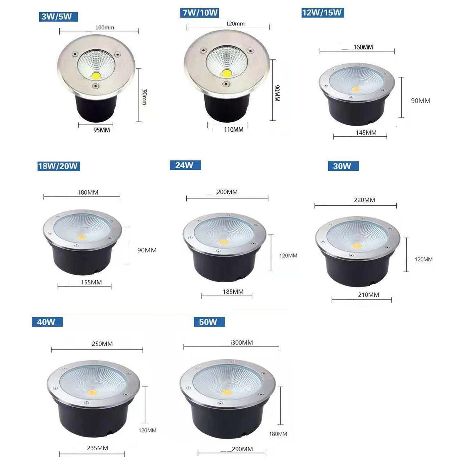 Luces LED Subterráneas - Luces De Paisaje CA 85-265 V, Foco LED, Focos Empotrados Impermeables Para Patio Exterior Con Protección IP65, Luces De Camino(White Light,24W)