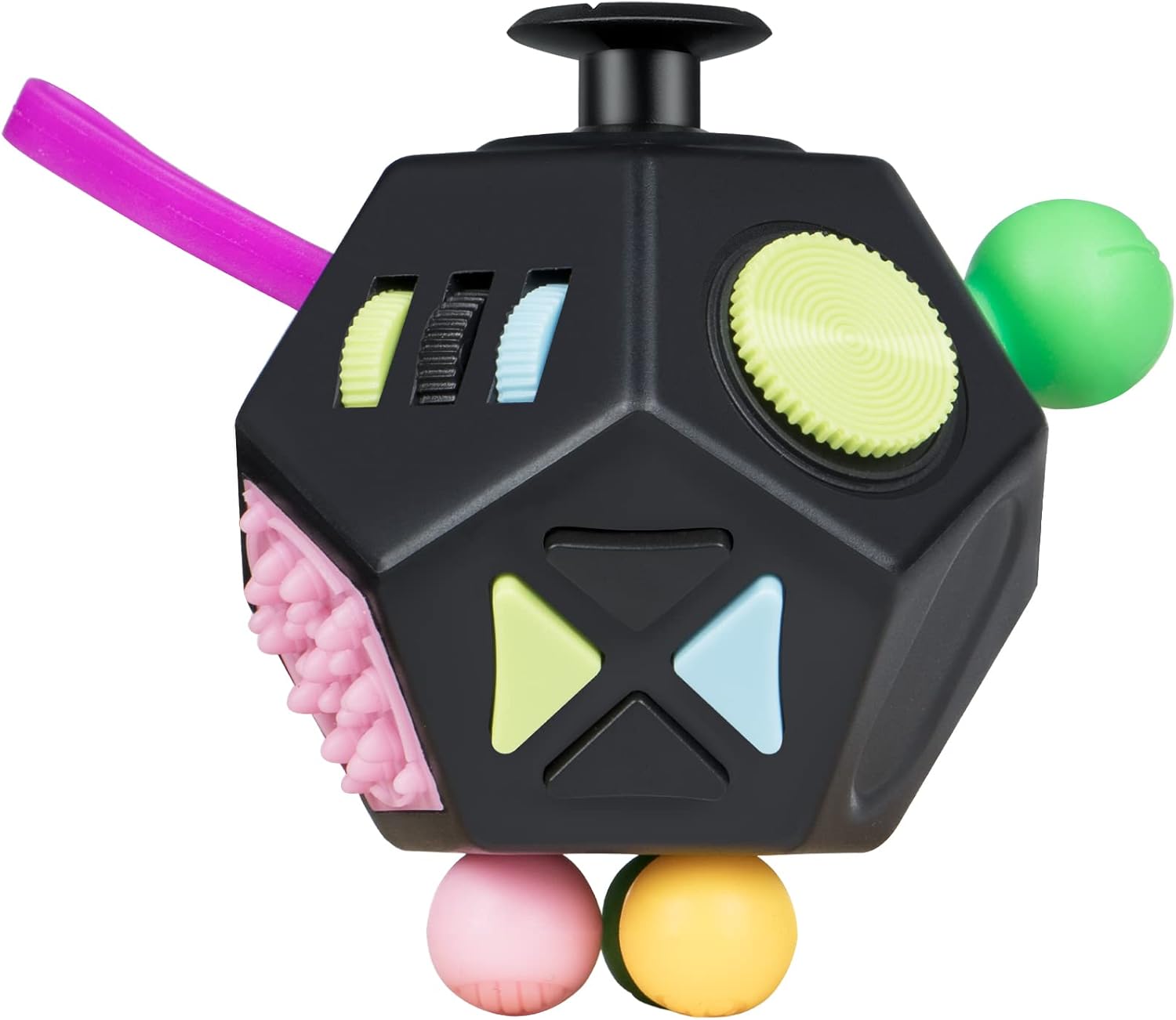 12 Sided Fidget Toy Cube Black,Fidget Cubes Fidget Fiddle Anxiety Toys