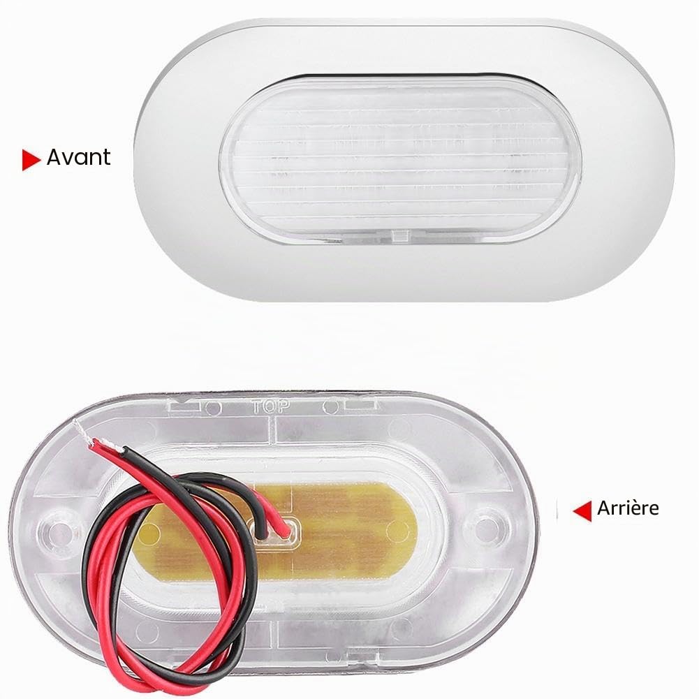 Nikou Lumières de courtoisie pour bateau – 12 V LED blanche – Lampe rectangulaire en acier inoxydable pour courtoisie ou pont d'escalier