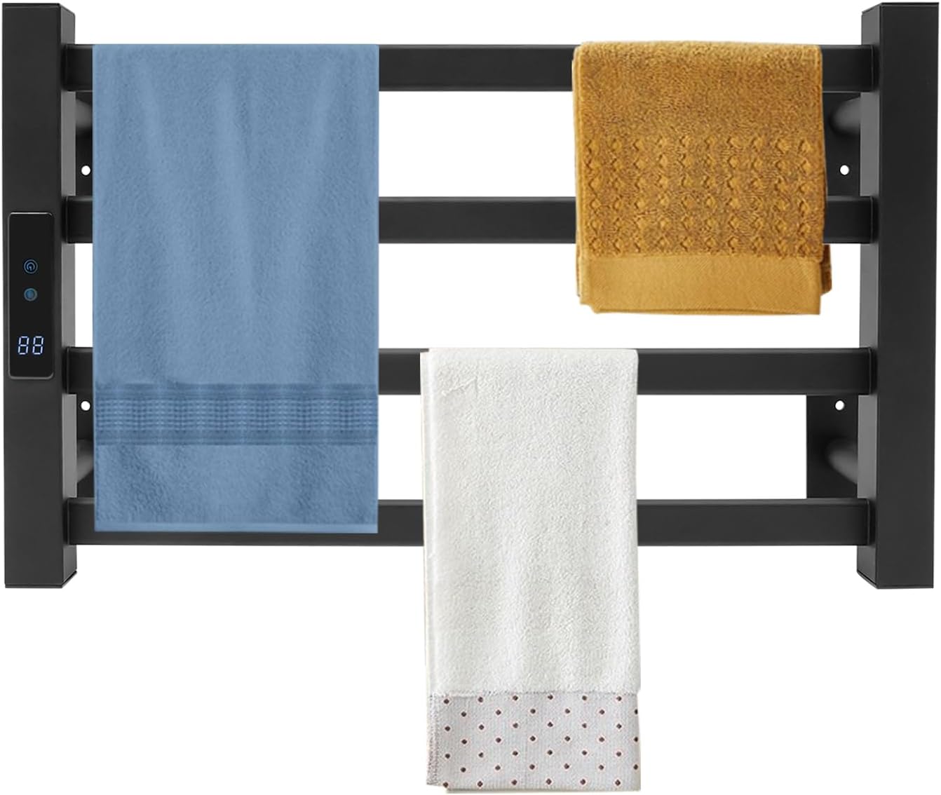 Wall-Mounted 4-Layer Towel Warmer with Digital Control，Heated Towel Rail for Warm and Dry Towels
