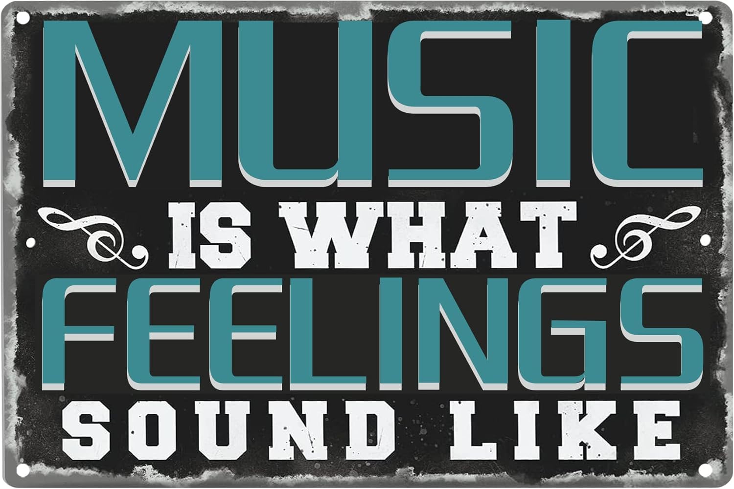 Xingfox Women's Ts 09 Vintage Metal Quotes Sign Music Is What Feelings Sound Like Retro Wall Decor For Coffee Bar Home Plub Farmhouse Garden Garage Sign Gift For Men 8X12 Inch