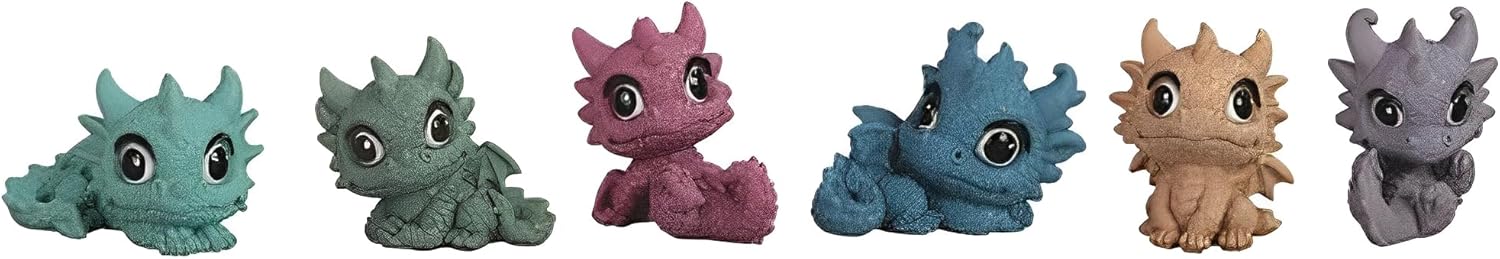 ICE ARMOR 6-PC Set 2.25" H Mini Dragon Figurine Statue Sculpture Ornament Decoration Home/Room Decor Ideas for Housewarming, Holidays and Birthdays Great Collectible Addition