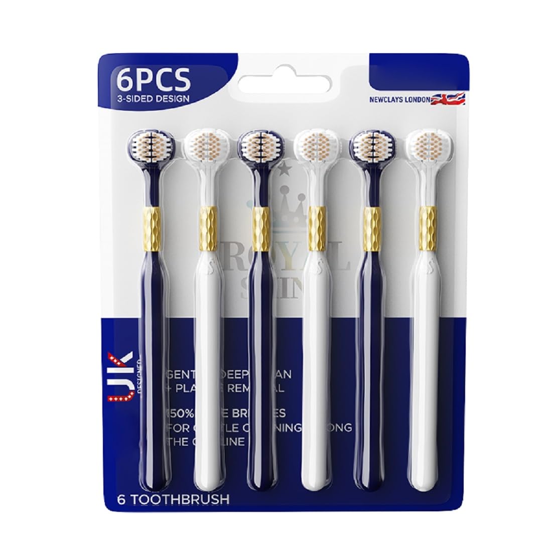 Cepillo de dientes de tres caras para adultos con pelo suave, cabezal de cepillo combinado de alta gama, protección de dientes, limpieza de lengua, estilo de pareja