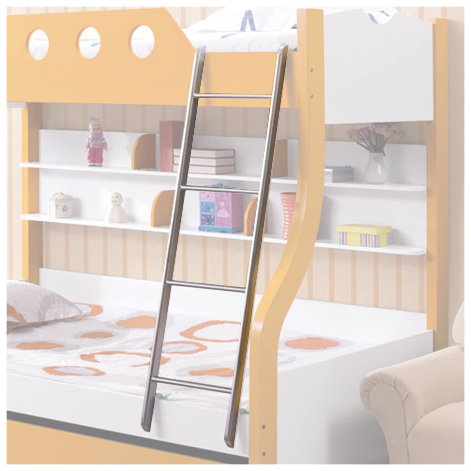 Loft Bed Ladder Bunk Bed Accessory RV Ladder1.4m (55.1"/4.6ft) Tall Sturdy Bed Ladder for Easy Climbing Color GSIdeal for Kids & Adults