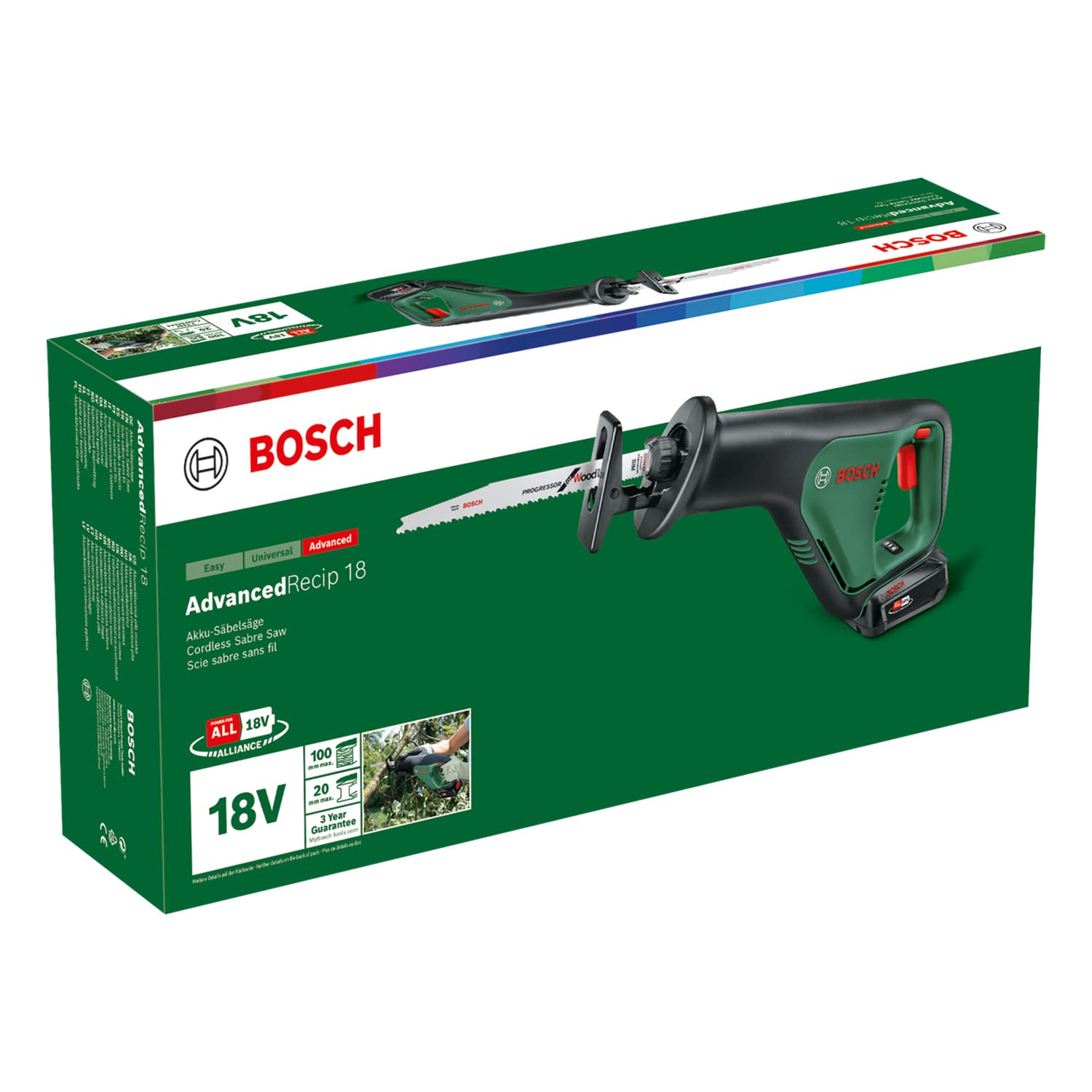 Bosch sierra sable a batería AdvancedRecip 18 (sin batería, sistema de 18 V, en caja)