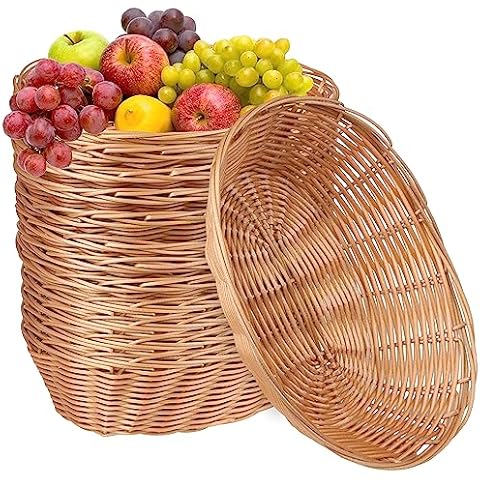 GNIEMCKIN Oval Poly Wicker Bread Baskets Cover