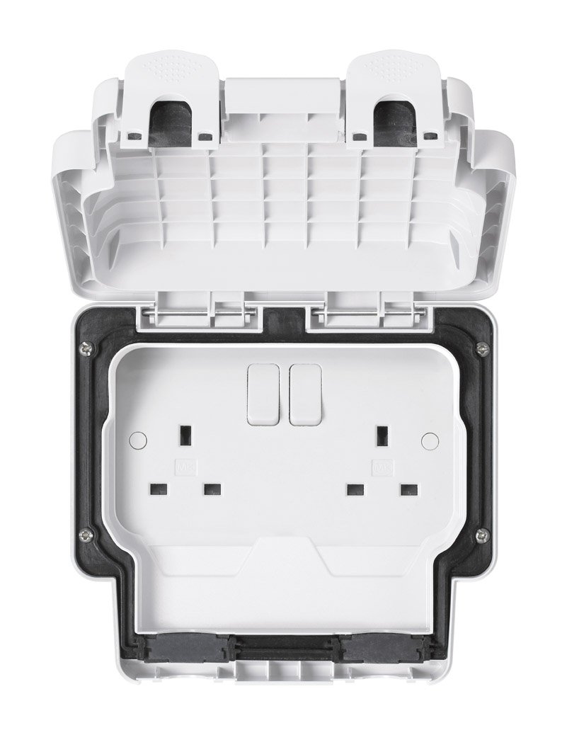 Masterseal Plus White Mk K56482whi 13 Amp 2-Gang Switched Socket
