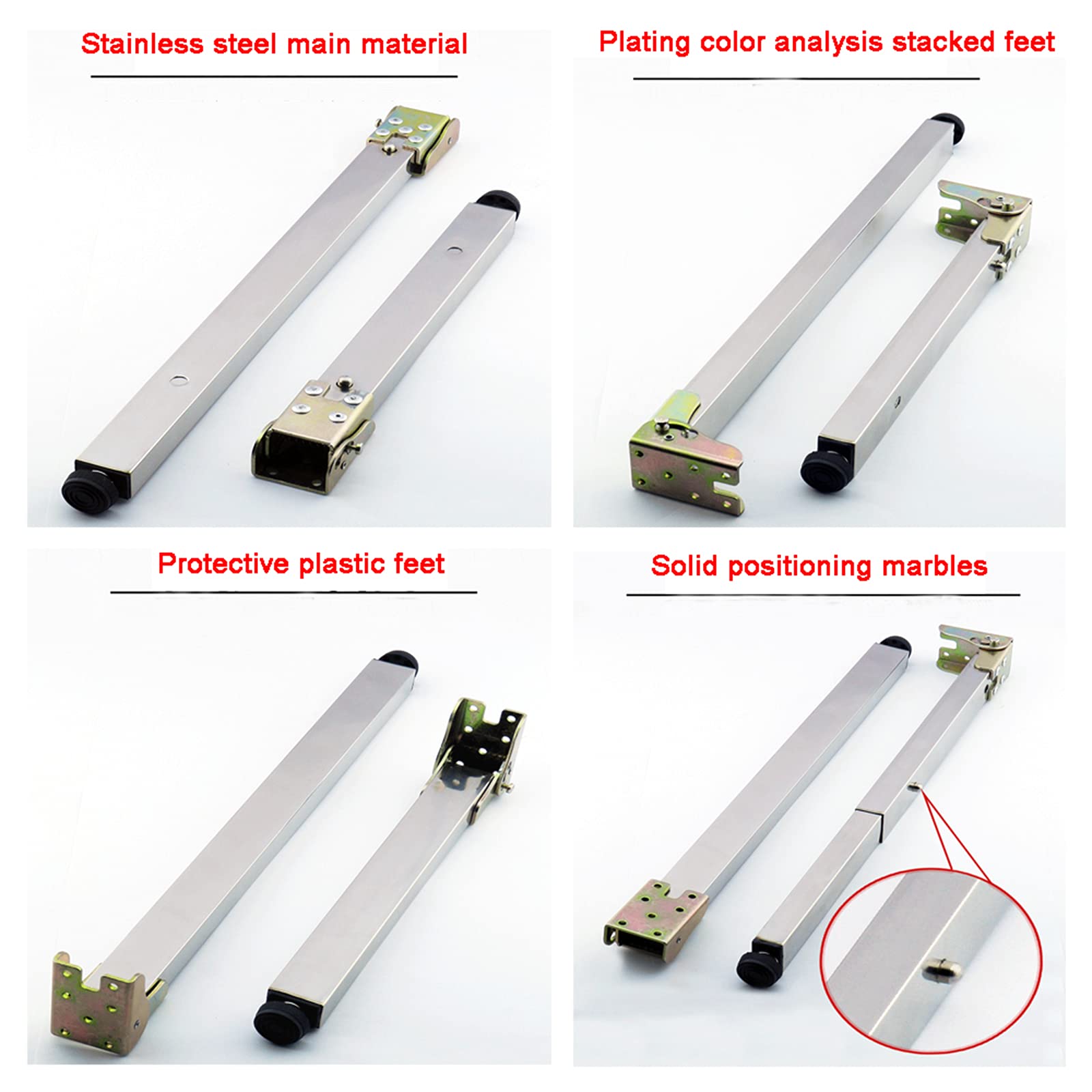 Gambe da Tavolo Pieghevoli E Regolabili, Gambe per Mobili in Acciaio Inossidabile, Piedini per Mobili Retrattili in Metallo, 40-160 Cm, Base Protettiva Regolabile, con Viti,75cm/29.5in