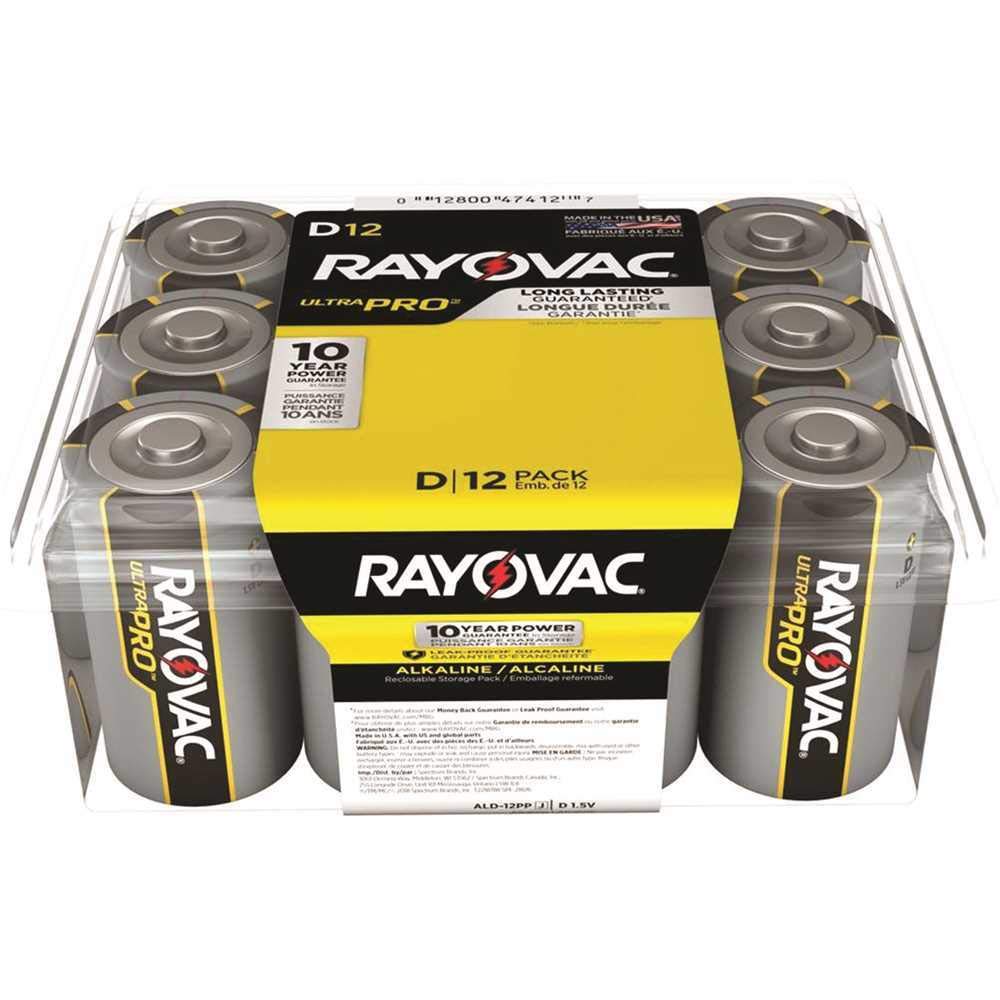 Rayovac ALD-12 UltraPro Alkaline 'D' Cell Batteries in Reclosable Contractor Pack - 12 per Package