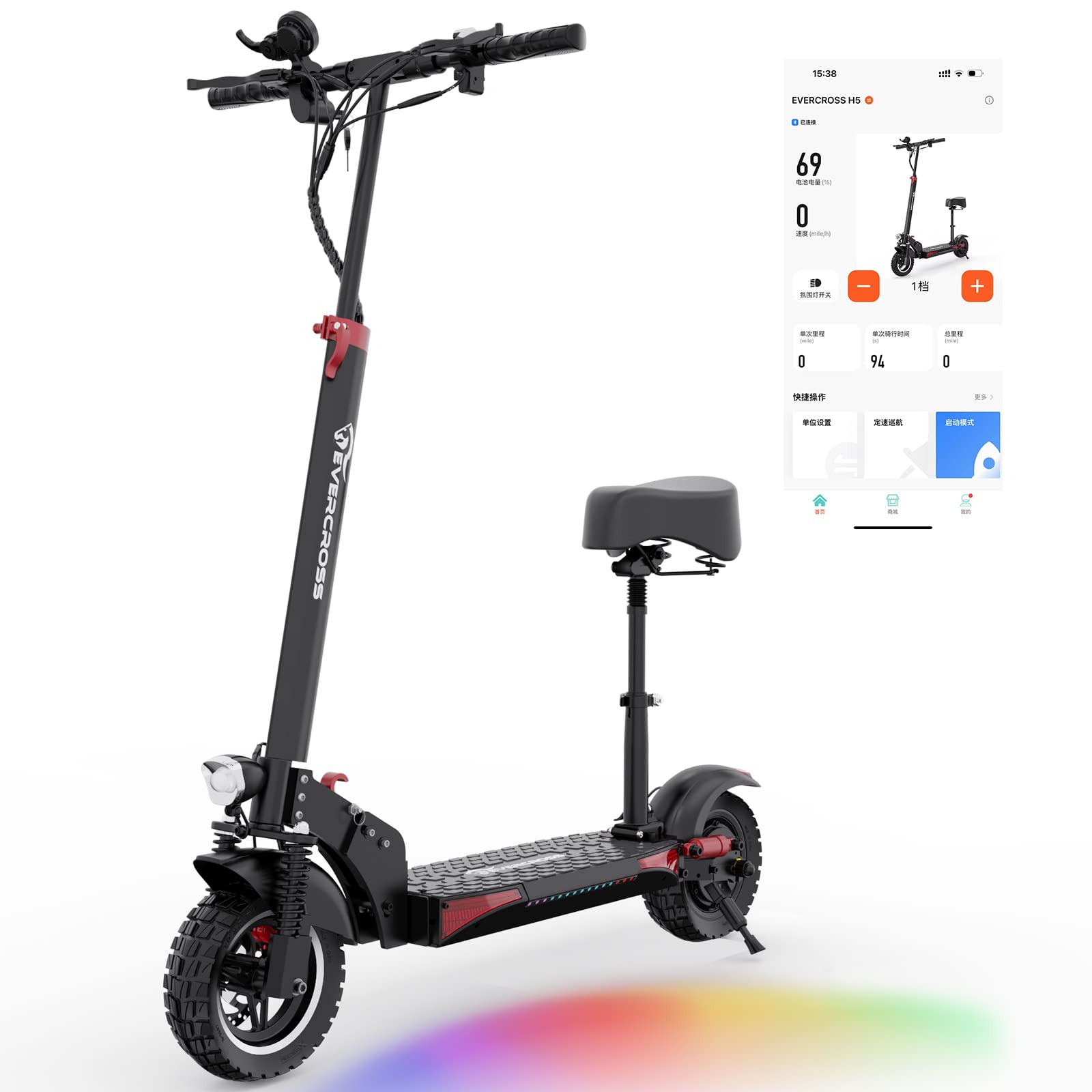 EVERCROSS Display Thumb Throttle 2 in 1 Speedometer Manual Control Panel with 2 Keys for H5 Electric Scooter