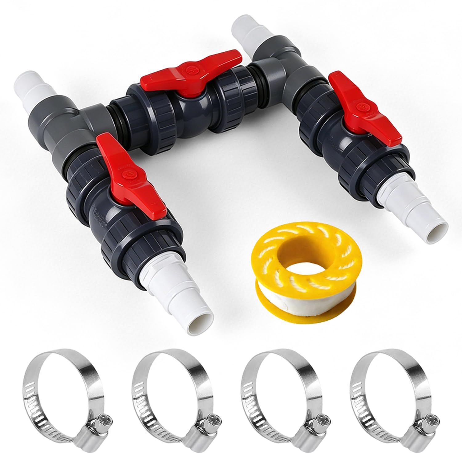 Bypass Set für Wärmepumpen Ø 50 mm, Pool Anschluss Set inkl. 32mm & 38mm Schläuchen und Adaptern, Pool Solarweiche für Poolheizung, Schwimmbecken Wärmepumpe und Solaranlagen