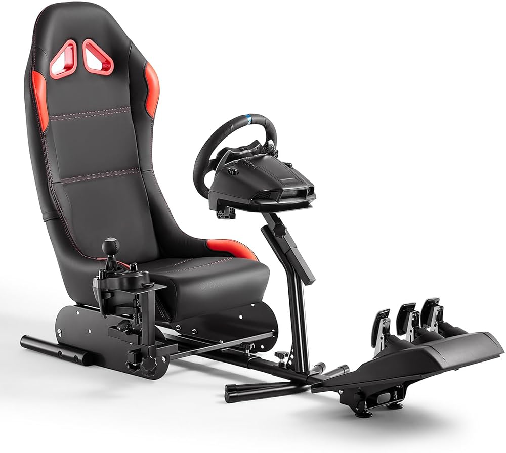 DIWANGUS Steering Wheel Stand, Racing Wheel Stand with Seat Gaming
