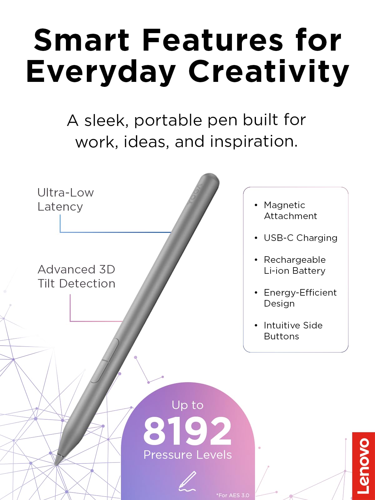Amazon.com: Lenovo Yoga Pen 2 with Magnetic Pen Case, AES 3.0