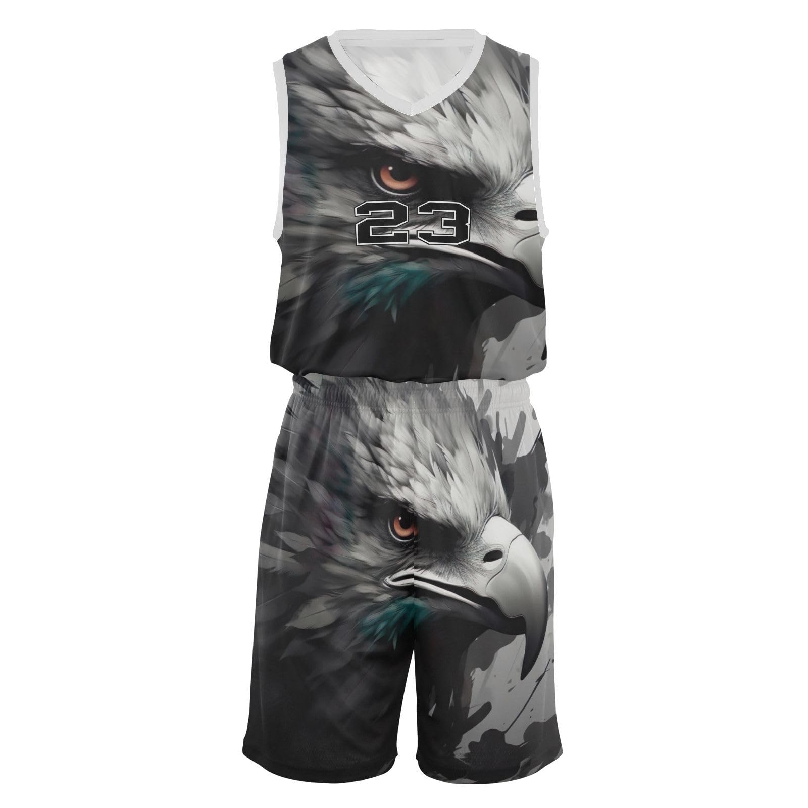 FLildon Black Eagle Boys Basketball Jersey Set Tank Top Shorts Tracksuit Sport Training Suit for Kids