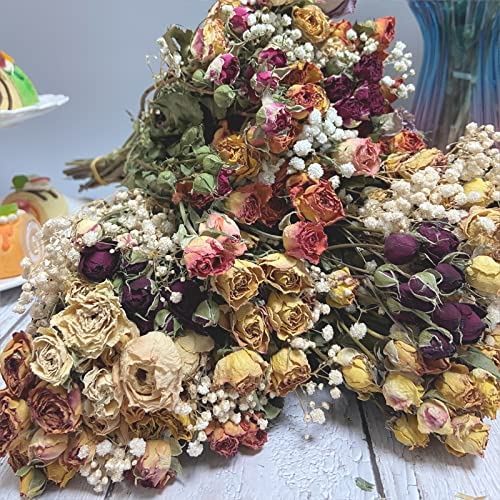 Flores secas con tallo, ramo de 16 pulgadas miniatura 7