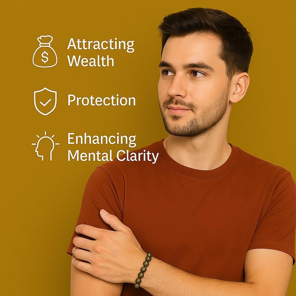 Natural Pyrite Crystal Bracelet – 8mm AAA Gemstone Beads – Handmade Stretch Bracelet 7.5” for Reiki Healing, Vastu Correction, Wealth, Prosperity, Protection, Spirituality, Concentration & Creativity - Image 7