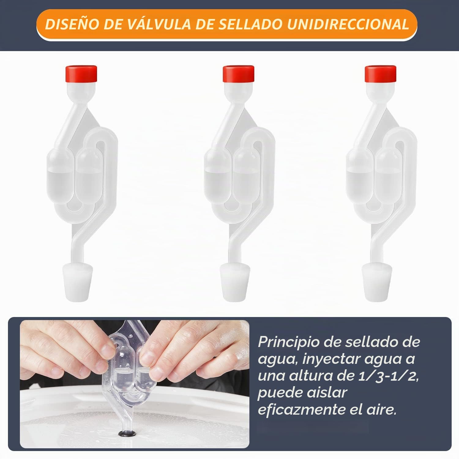 Tubo de Fermentación Airlock,HASLED Airlock Esclusas con Tapón de Goma,Bloqueo de Válvula Esclusa de Aire Para Elaborar Cerveza,Vino,Chucrut Fermentado