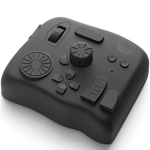 TourBox Elite - Bluetooth Controller for Video Photo Editing Color Grading, Davinci Resolve Speed Editor, MacOS/Windows, Lightroom Photoshop Premiere Final Cut Pro Programmable Keyboard - Black (Without Cable)