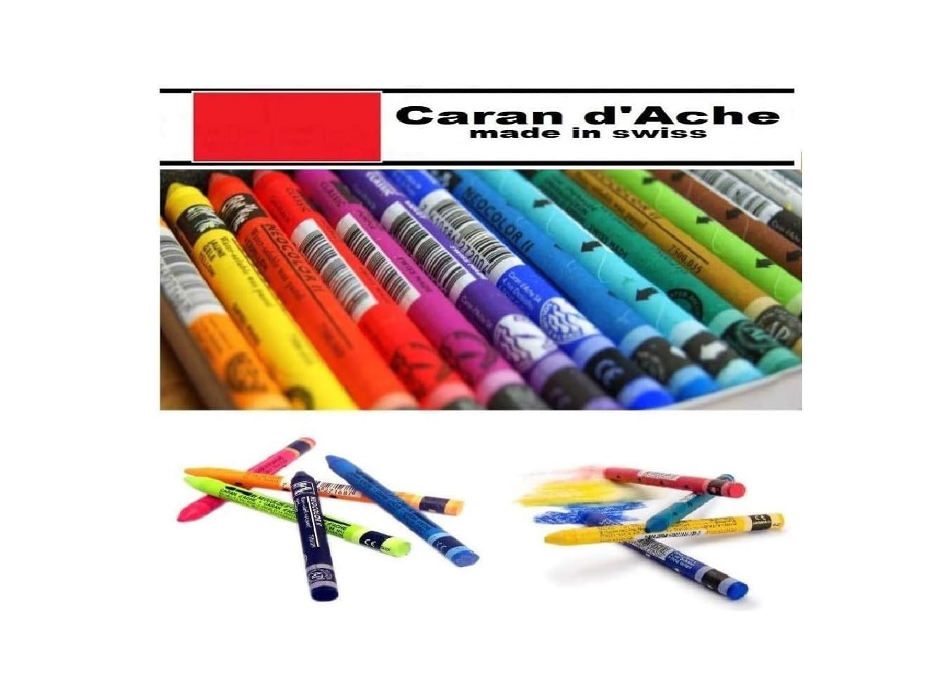 Caran d'Ache Neocolor II, Pasteles de cera acuarelables, Lápices de cera Aquarellables - Juego de 10 y 1 pinceles