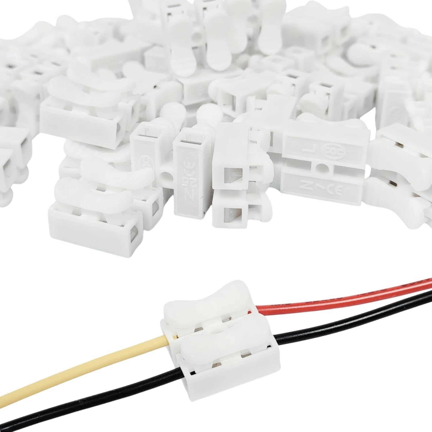 UNIVERSAL HUB� 100PCS 2 Pins Cable Clamp Connectors Electrical Push Type Cable Connectors Quick Splice Lock Wire Terminal 220V 10A