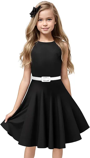 HB HBB MAGIC Girls Vintage Dress 50s Retro Twirling Special Occasion Dresses Size 6-14 Sleeveless Kids Dress