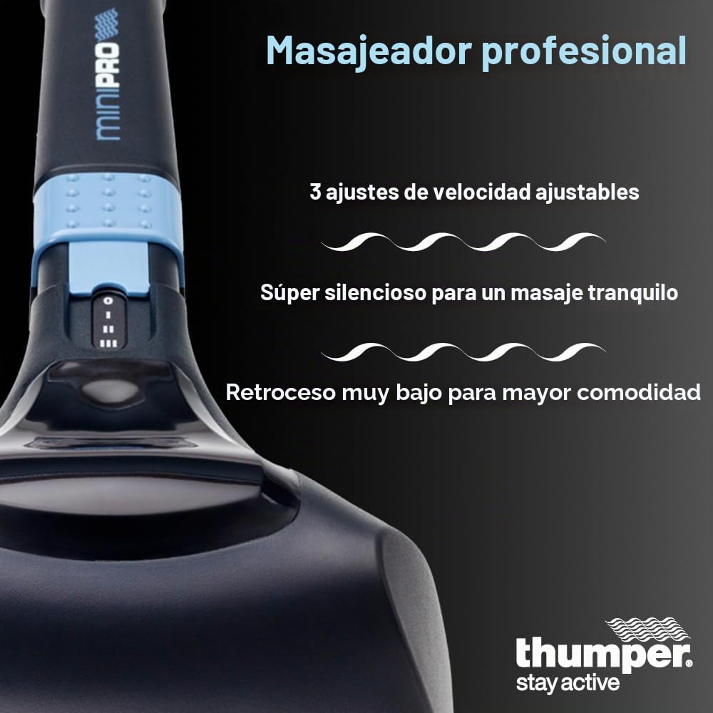 Thumper Mini Pro - Masajeador eléctrico de mano, color azul / negro
