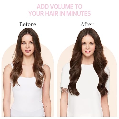 Miniatura 6 de Extensiones de cabello humano con pinzas, 7 piezas, 2.47 oz, #1B Natural negro