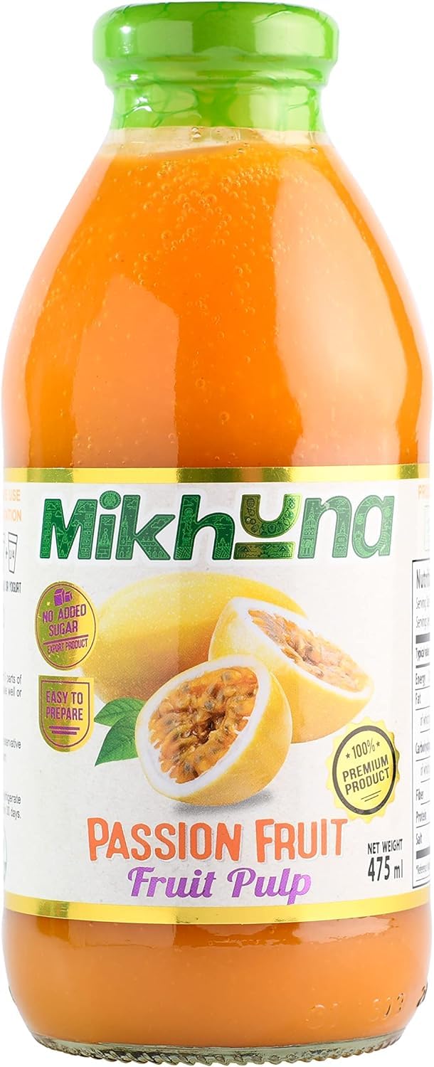 Mikhuna Passion Fruit Pulp 475 ml for Juice, Smoothies, Desserts, Ice Cream, Cocktails, Sauces