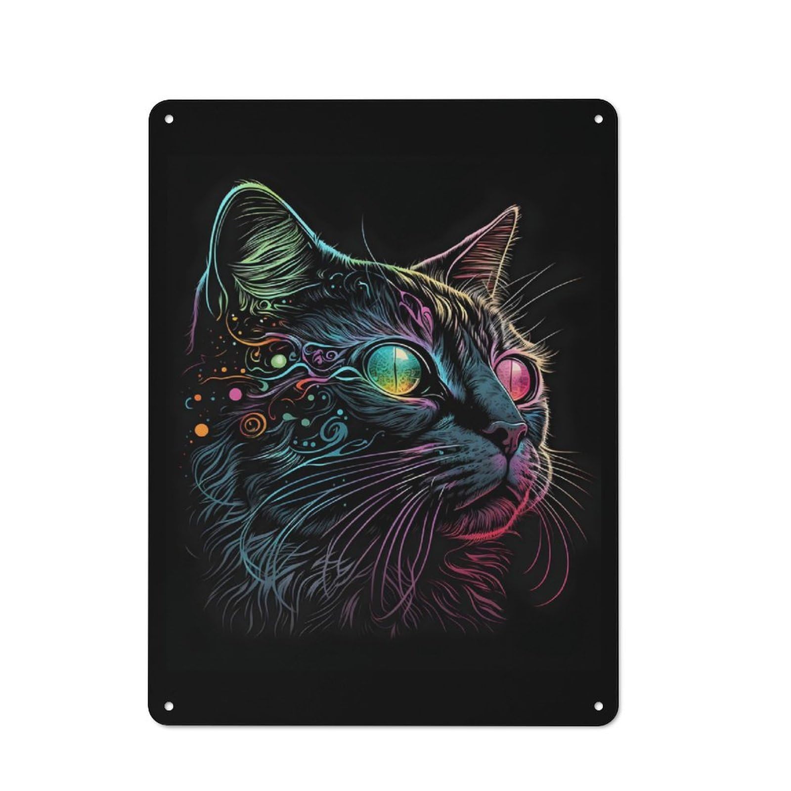 Junmoney Retro Abstract Cat Art Retro Metal Plaque 40X30cm Featuring Bistro Wall Plaque For Bakery, Diner, Cafe Or Family Room