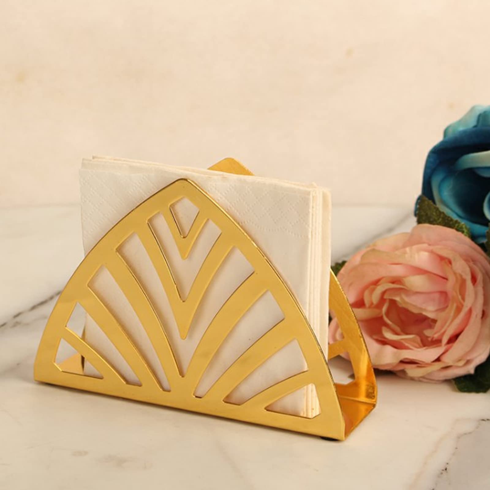 Napkin Holders, Golden Metal Napkin Holder, Table Napkin Organizer, Gold Napkin Holder Triangle Shape Vertical Type, Tissue Dispenser for Kitchen & Picnic Small 5.1 L X 1.6 W X 3.5 H