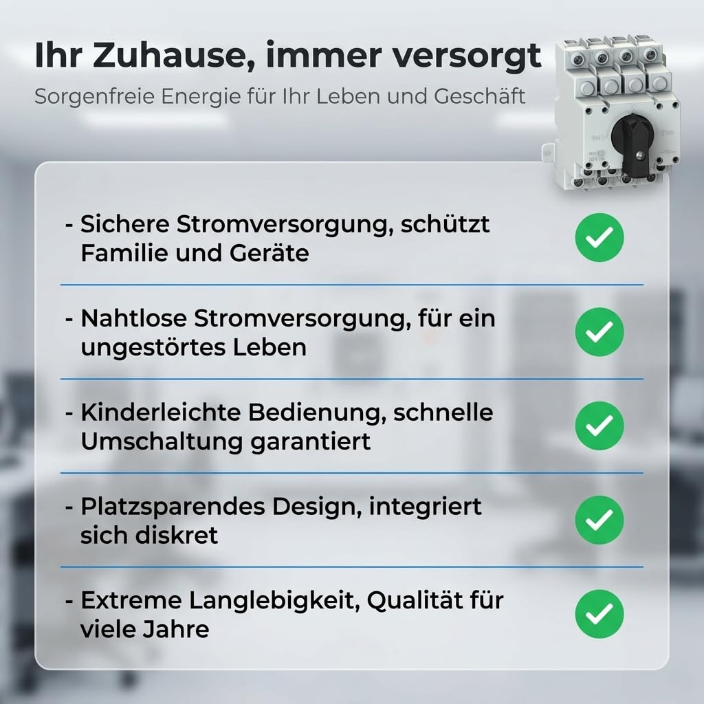 Merz Schaltgeräte Notstrom Umschalter 63A Lasttrennschalter 4-polig Netz-0-Not kompakt 4TE