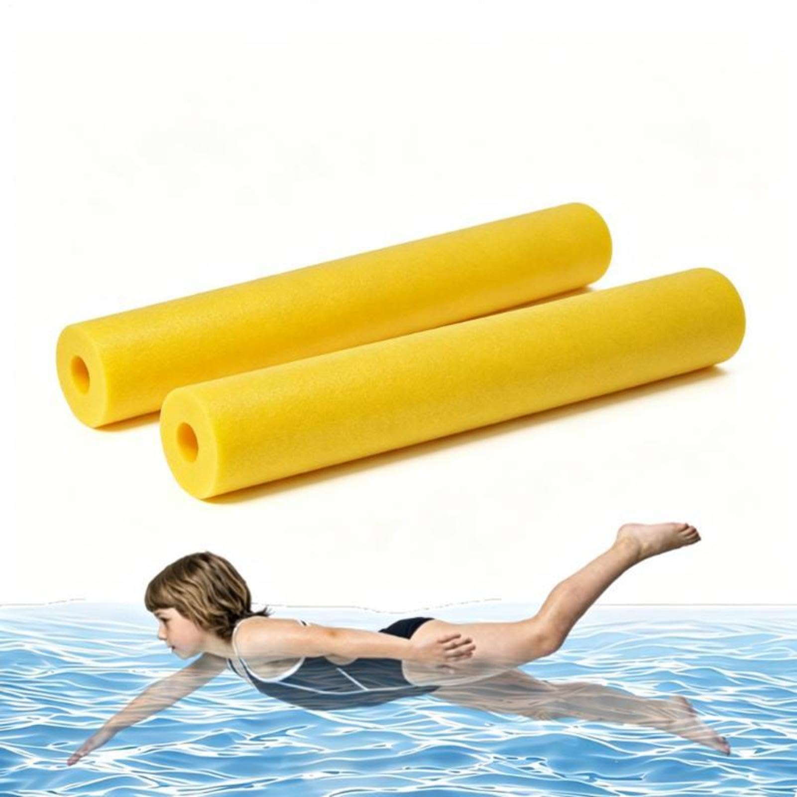 2pcs Floating Pool Noodles Soft Foam Hollow Colourful Swimming Sticks