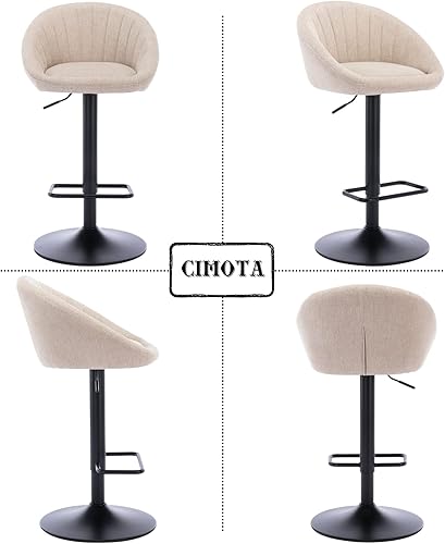 Miniatura 6 de CIMOTA Juego de 2 taburetes de bar giratorios ajustables y modernos sillas de bar con respaldo para comedor isla de cocina bar en casa altura de
