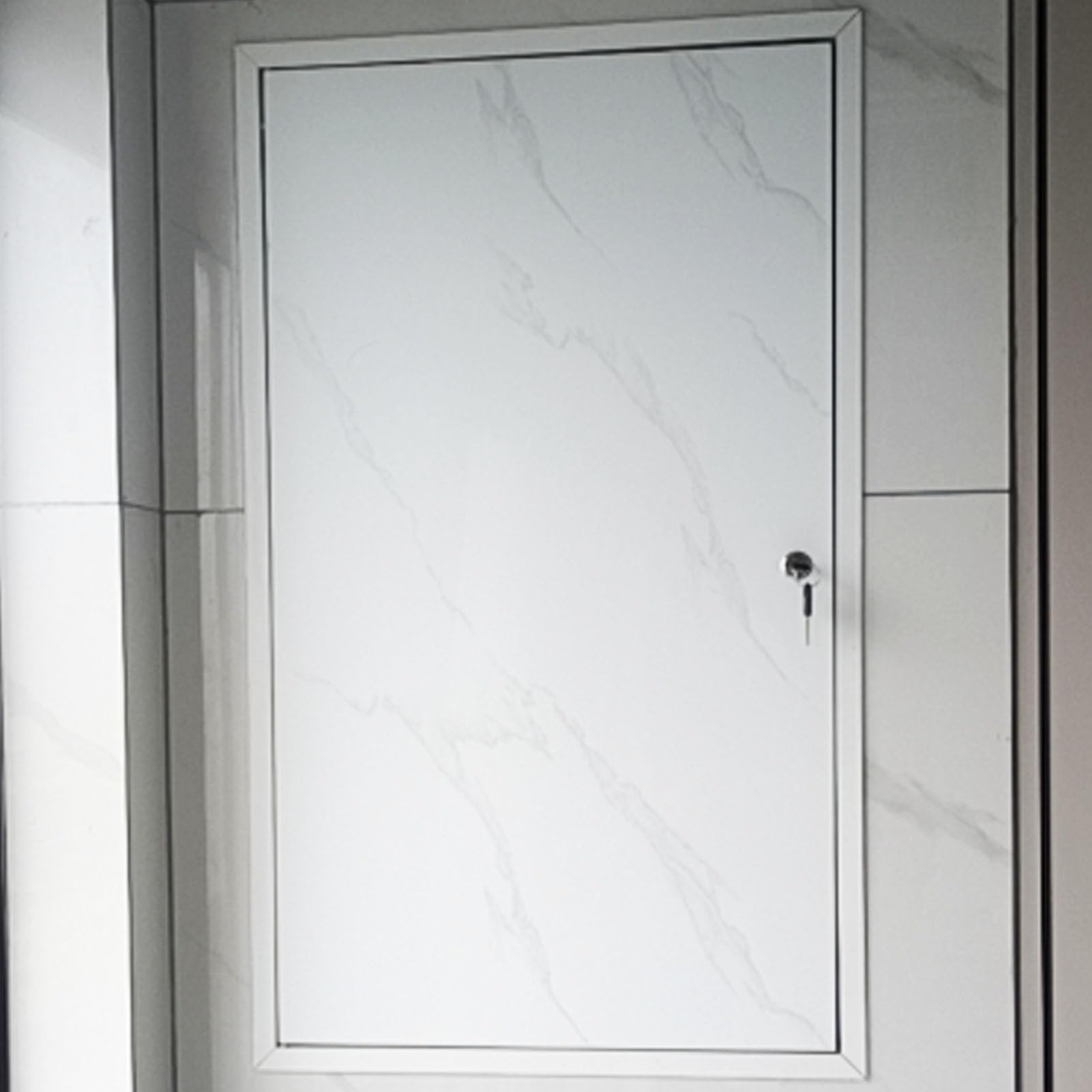 Wall Lockable Access Door White Texture Glossy Surface Aluminum Panel Flush Mount Conceal Plumbing Wiring Hatch Inspection(60x80cm)