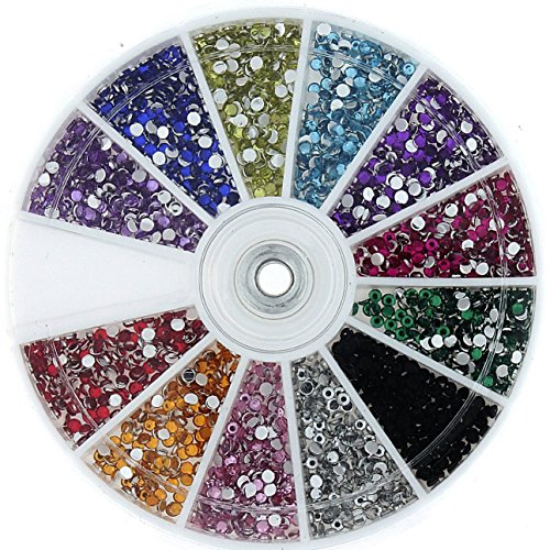 Nail Art strass Pack 1200 Premium qualité gemmes - strass Deco avec roue